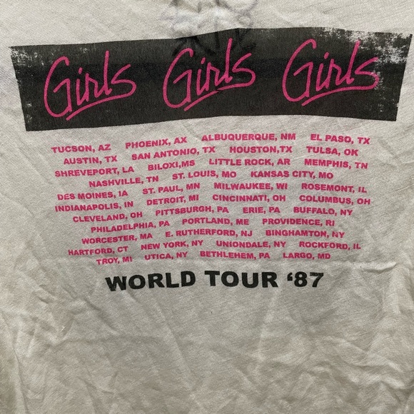 NWT Chaser Motley Crue graphic Tee Ivory Size XXS World Tour 87 - Picture 5 of 10